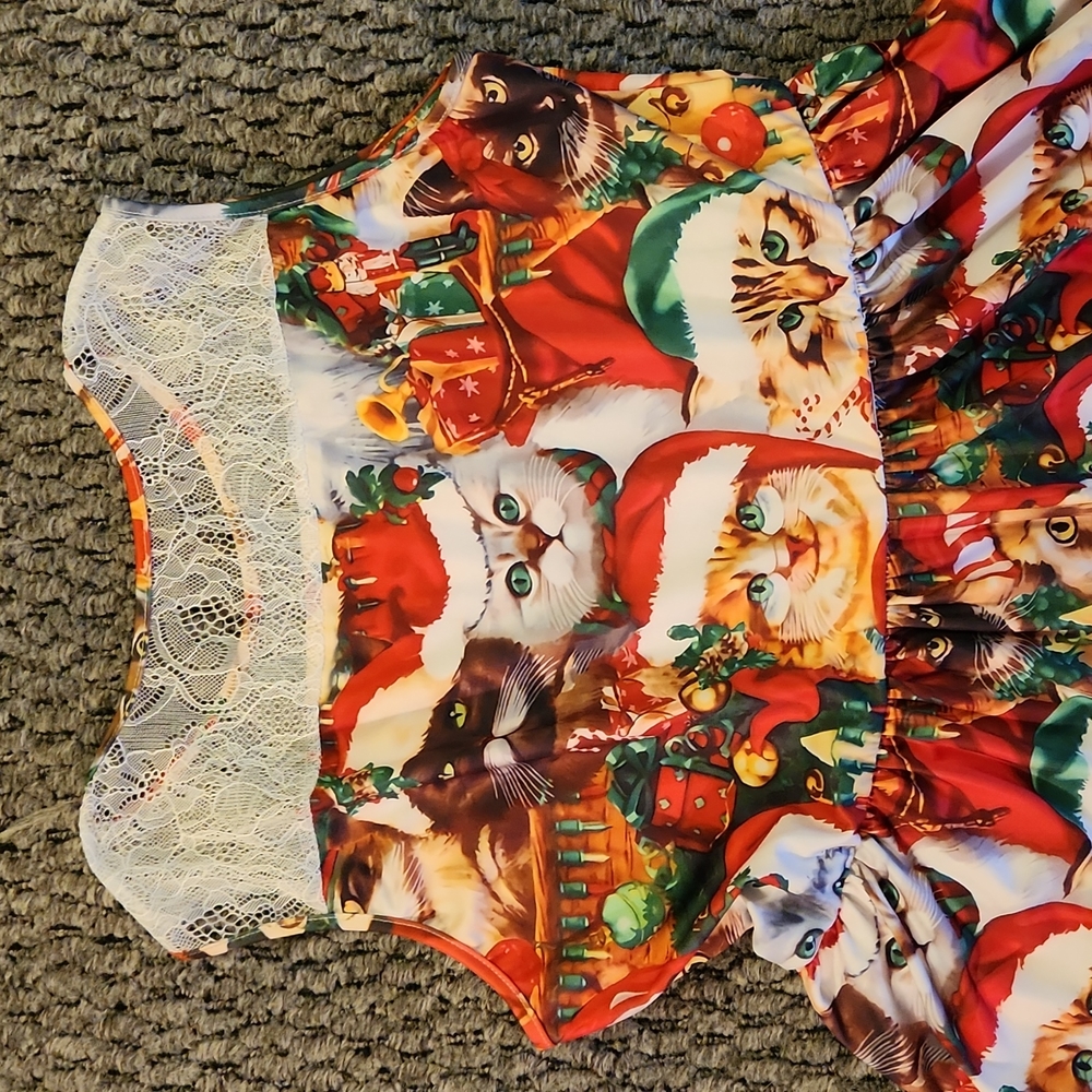 Beautiful, Vibrant Christmas Cat Dress, Size Large ❤️🎅🐱🤶❤️ - Picture 16 of 16